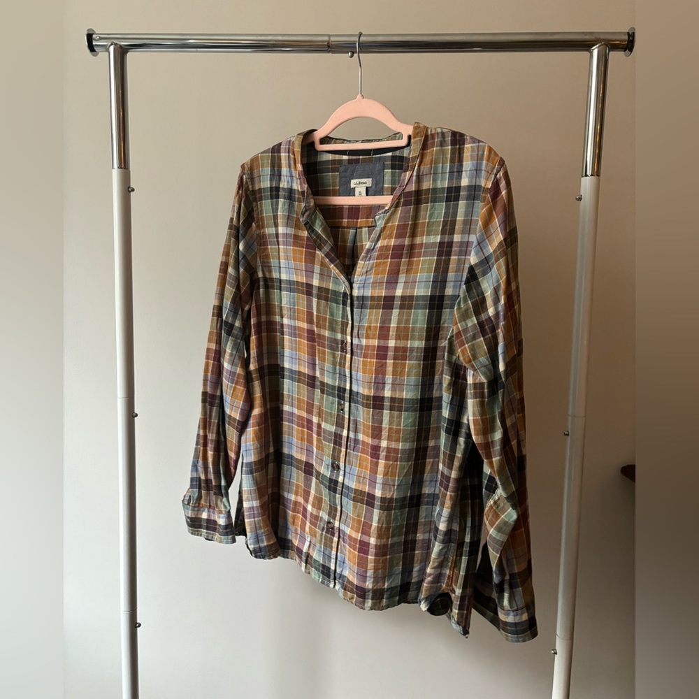 LL Bean - Plaid Flannel Blouse - XL